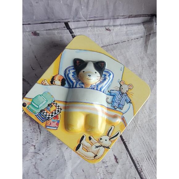 VTG Dana Kubick 2002 Stanley Cat Square Tins Birthday Party And Bed Time - Picture 2 of 10